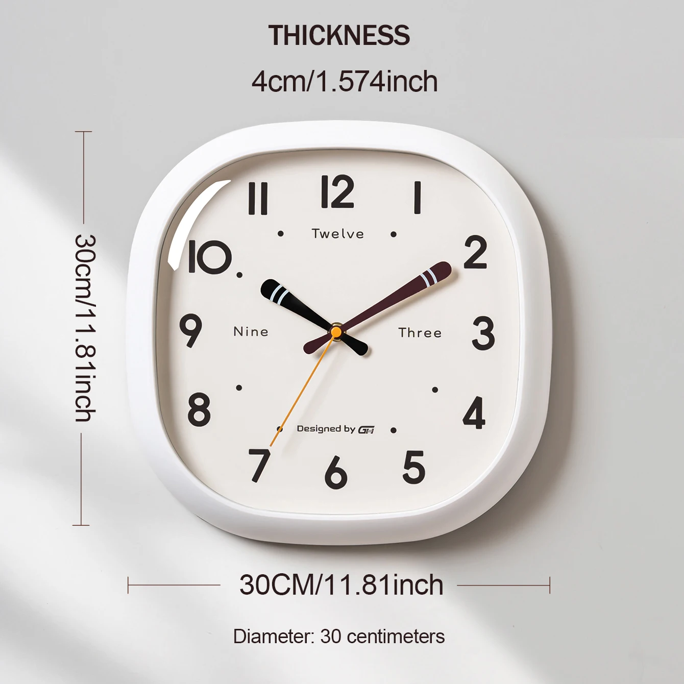 12 Inch Minimalist Silent Wall Clock, HD Glass Mirror, Home Living Room Wall Clock, 1 Battery Required (Battery Excluded)