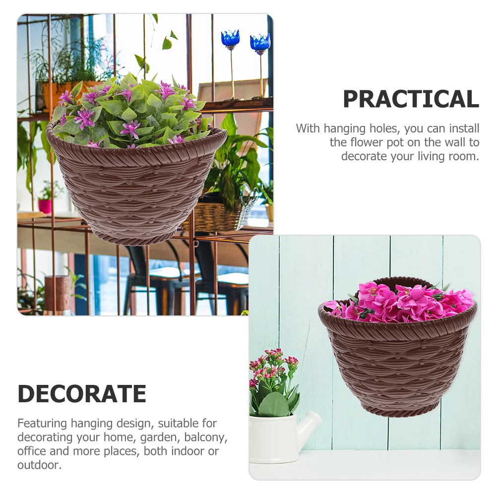 

Plastic Hanging Flower Pot with Drainage Hole Wall Planter for Indoor Outdoor Garden Decorative Succulent Planter Basket Balcony