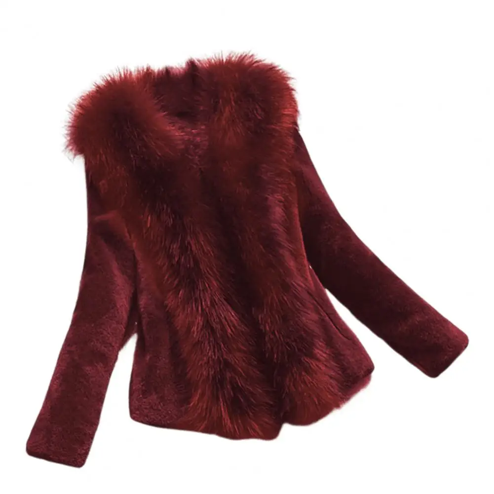 Winter Women Velvet Coat Thick Luxury Style Faux Fur Heat Retention Outerwear Solid Color Long Sleeves Party Coat For Dating