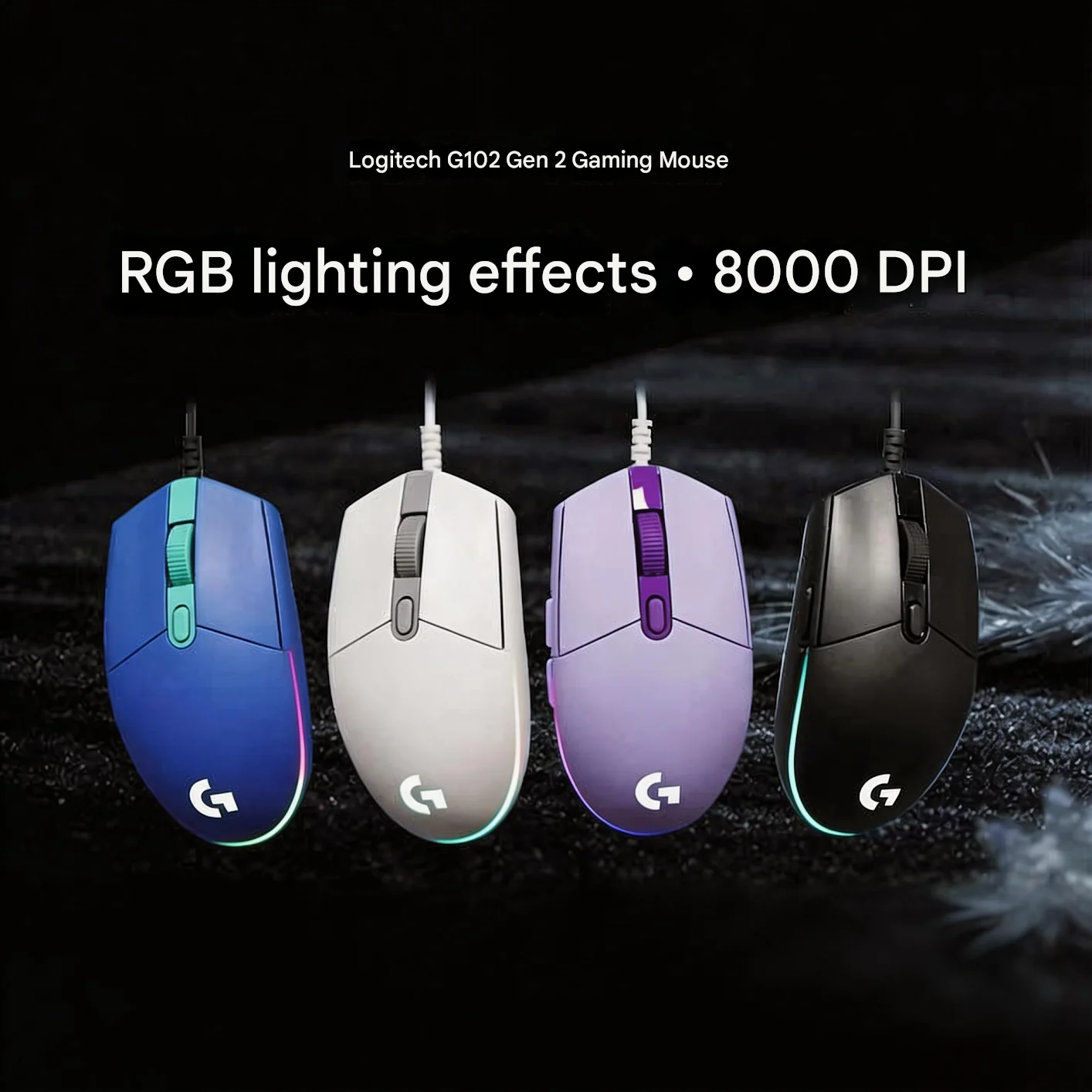 Ratón para Juegos Logitech G102/G203 Lightsync, Seguimiento Óptico de 8000 DPI, LED de 16.8 Millones de Colores Personalizables, 6 Botones, Ratón con Cable