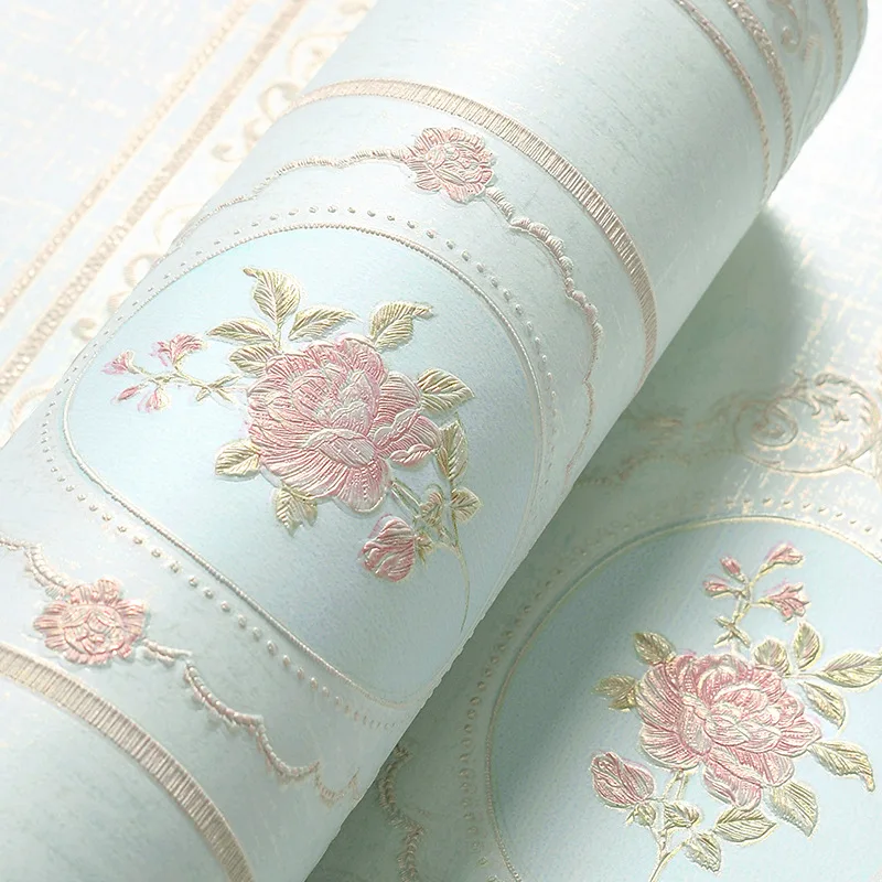 EuropeanPastoral Style Floral Wallpaper Non-woven Wallpaper Living Room Warm Bedroom Background Wall Home Drcor Обои Papel Tapiz