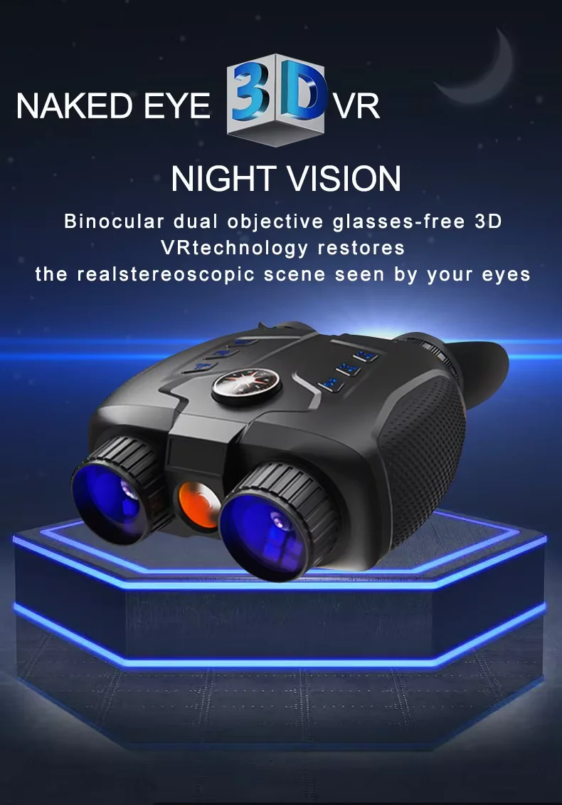 Naked Eye 3D VR 1000M 4K UHD Infrared Night Vision Binoculars Telescope 1280X960 with 32G TF cards
