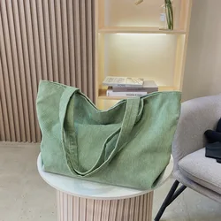 Sac fourre-tout réutilisable en velours côtelé pour femme, grand sac à main pour femme, sac à main pour fille, doux, stockage environnemental, initié