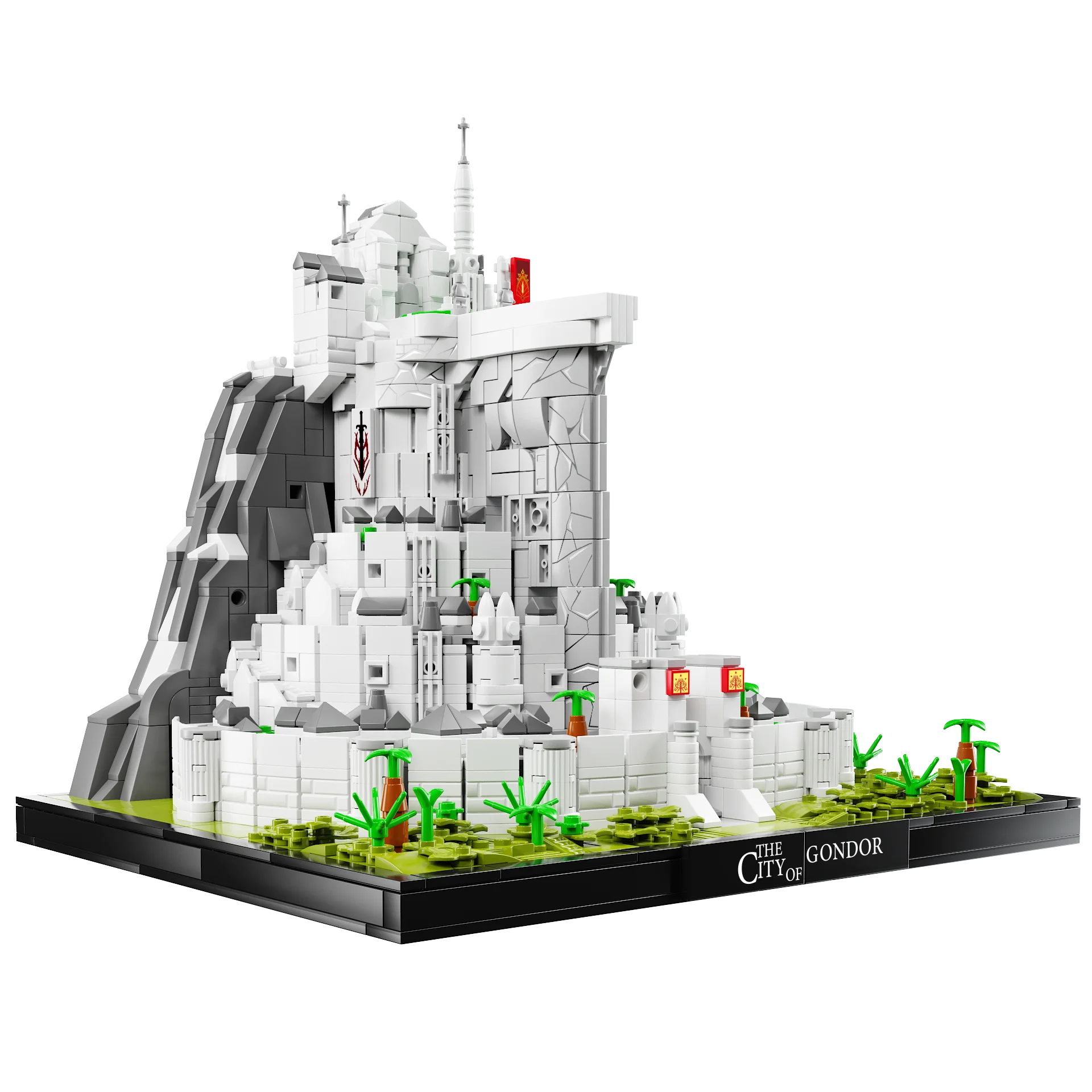 

MOC The Rings Minas White City Tirith Street View Architecture Model Building Block Movie Scene Puzzle Toys Gifts 2211PCS