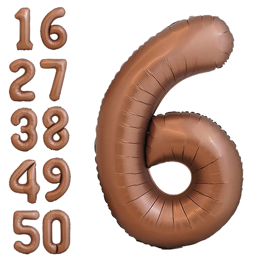 32 Inch Coffee Brown Number Balloon 0 1 2 3 4 5 6 7 8 9 Retro Brown Digit foil Balloons Birthday Anniversary Party Decor Supplie