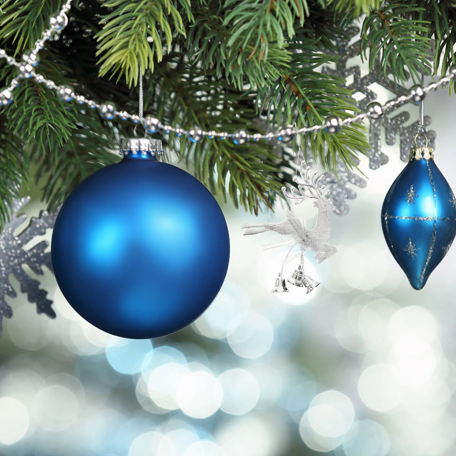 

6Pcs PVC Reindeer Bell Christmas Hanging Ornaments Elk Decorations Christmas Tree Party Silver Hanging Decorations