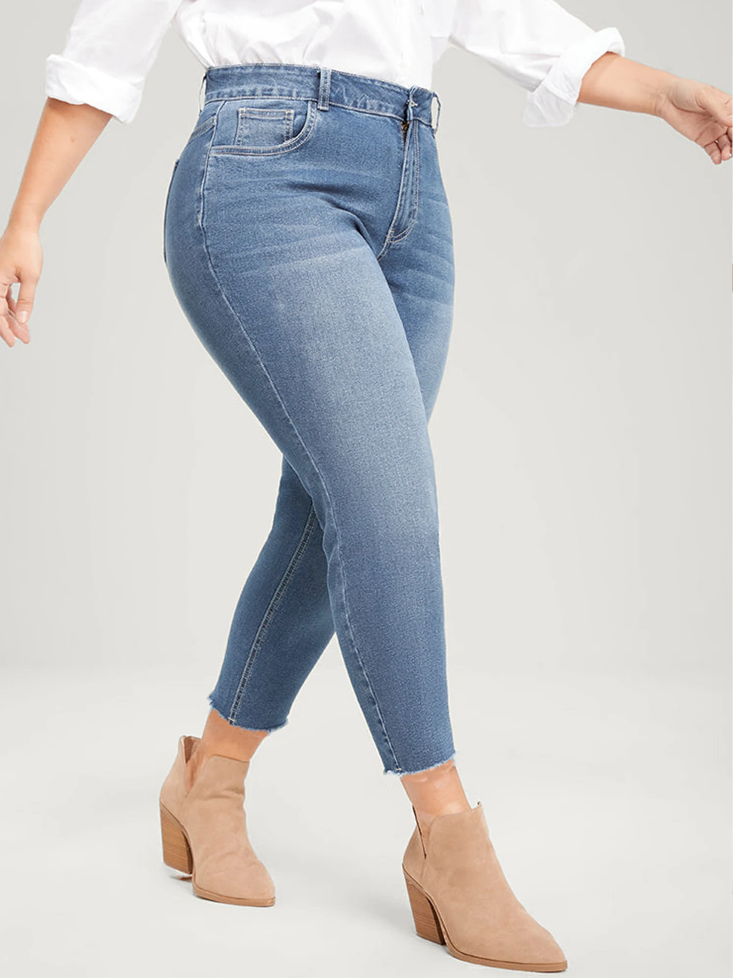 2023 Plus Size Pencil Jeans for Women Stretchy High Waist Skinny Jeans Women Denim Jeans for Mom Full Length Curvy 100 Kgs Jeans