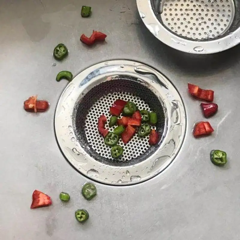 Kitchen Sink Filter Stainless Steel Sink Mesh Bathroom Hair Catcher Stopper Kitchen Food Slag Wide Edge Strainer Floor Drain