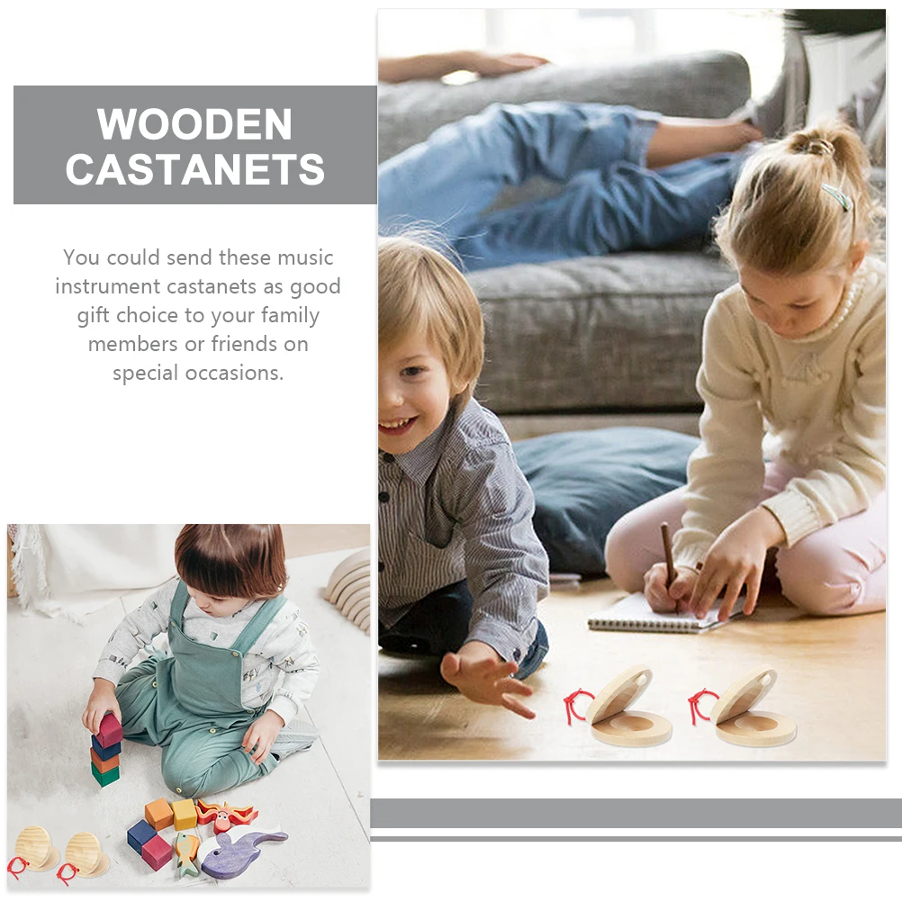 

12Pcs Wood Castanets Finger Castanet for Children Musical Instrument Enhancing Coordination Development Tool Wooden Castanets