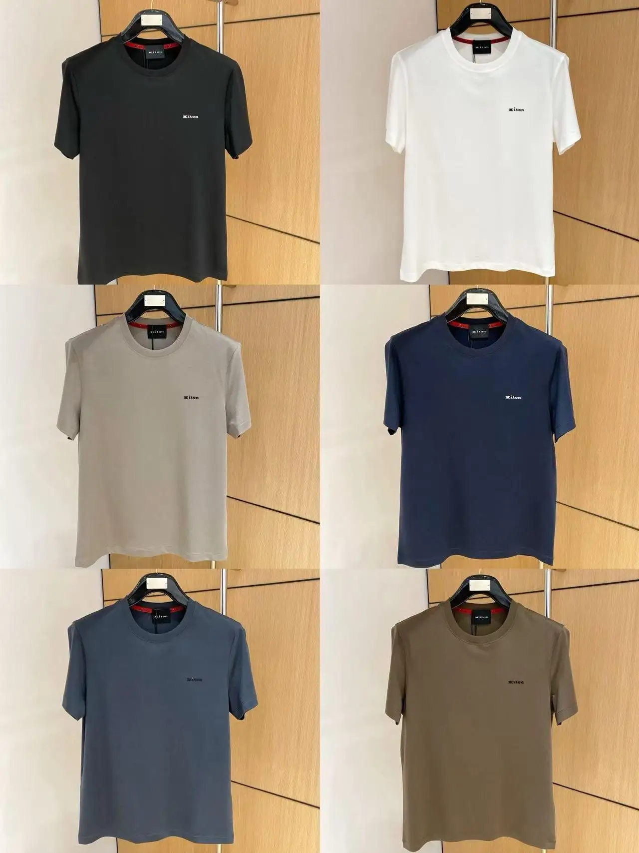 

Kiton Spring and Summer New Alphabet Printing Crew Neck Short Sleeve Old Money Style Men's Fashion Simple T-Shirt