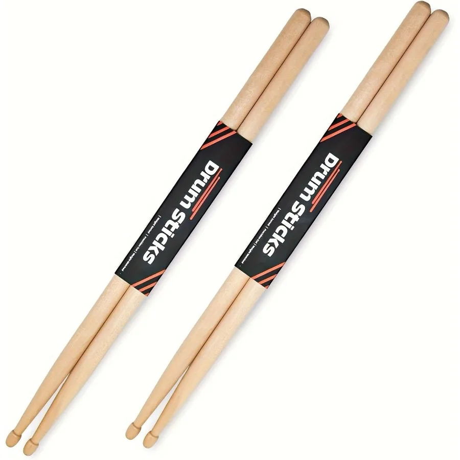 

2 Pairs 5A Professional Classic Maple Wood Drum Sticks with Wood Tip for Acoustic or Electronic Drums Brown Ideal for Adults an