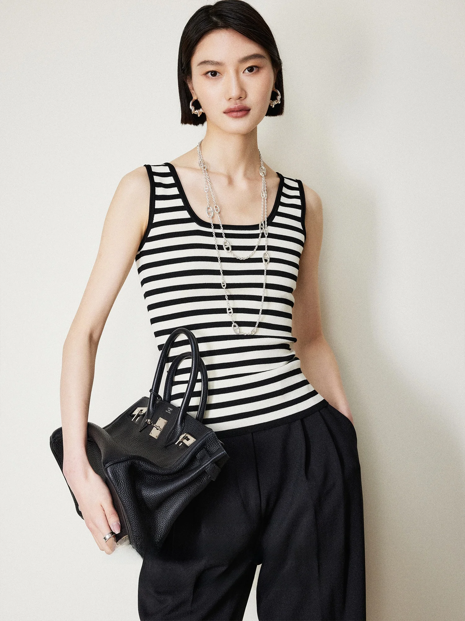 

MRS Studios, импортное ацетатное волокно, хлопок, универсальный жилет с воротником-стойкой, длинный женский повседневный топ на бретелях