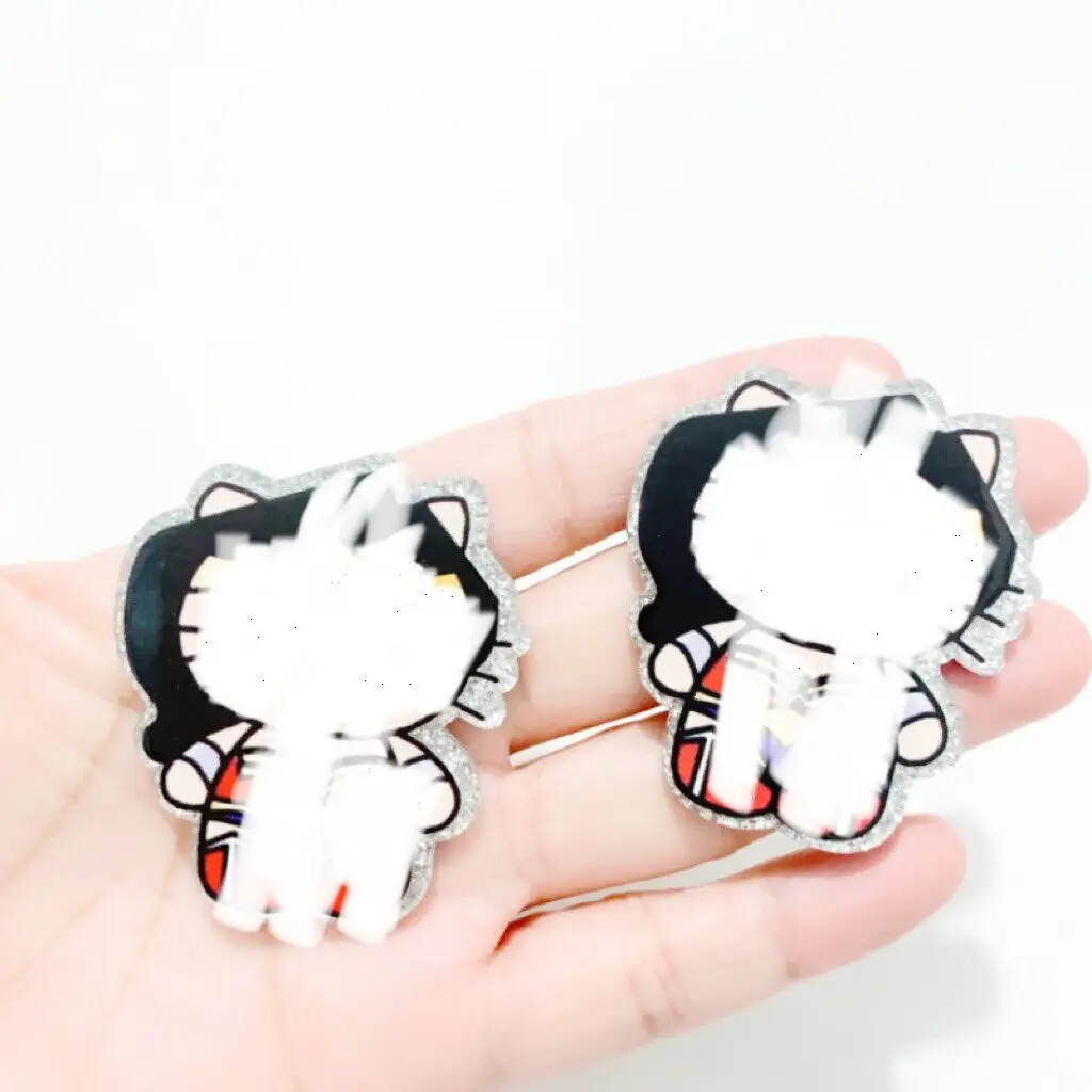 5PC Glitter Acrylic Yak Bow Cat Cow Taylor Superstar Charms Animal Flat Pendant Fit DIY ID Card Badge Holder Biżuteria Tworzenie prezentów