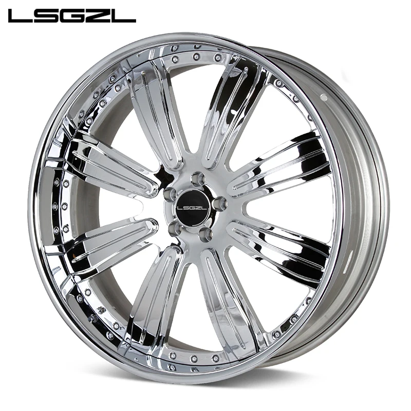 Customized Concave Chrome 5x114.3/5x130 Forged Aluminum Alloy Wheel Rims Polished Deep Dish 2-Piece Wheels 16-24