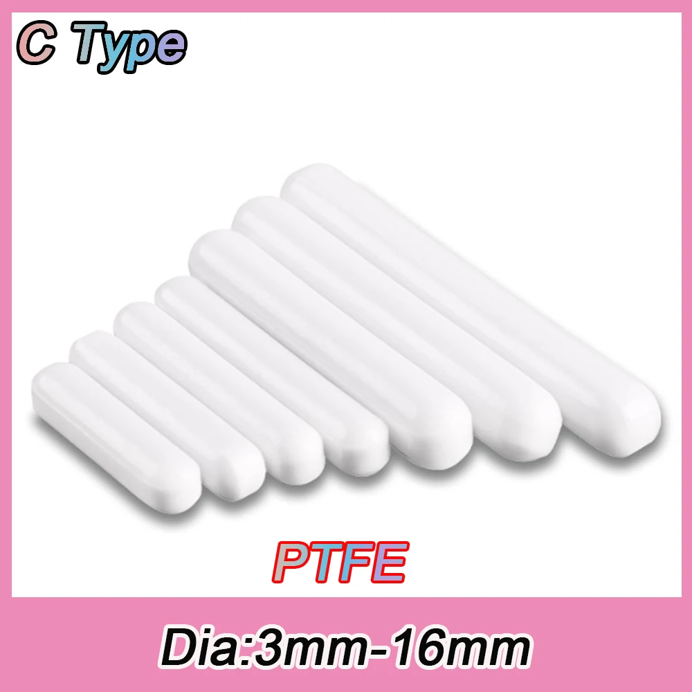 1/5/10/20pcs PTFE Magnetic Stirrer Mixer Type-C Dia 3-16mm Magnetic Stirrer Bar No Burrs Laboratory Experiment Length 5-100mm