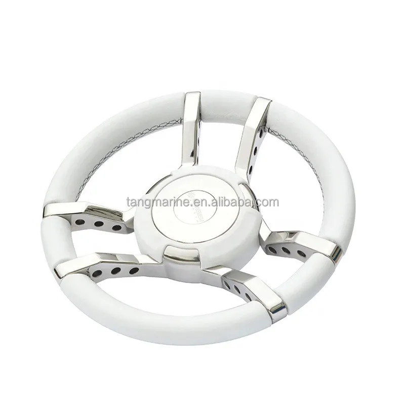 TANGREN Marine Yacht Speedboat Steering Wheel Uv Resistant Leather Electroplating Stainless Steel Luxury Boat Accessories