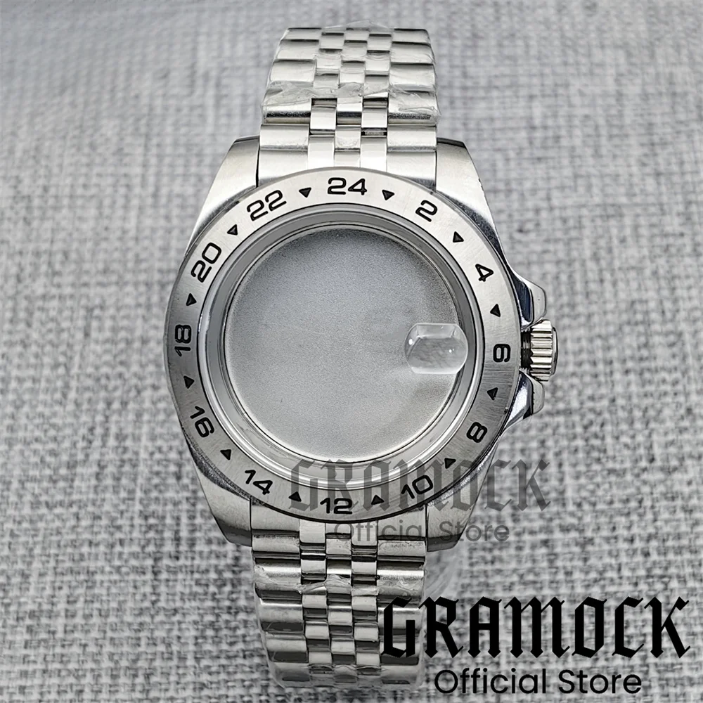 Gramock 40mm/43mm Pioneer Silver Case Solid Bezel New End Link Bracelet Sapphire Glass fit NH ETA PT Miyota DG2813 3804 Movement