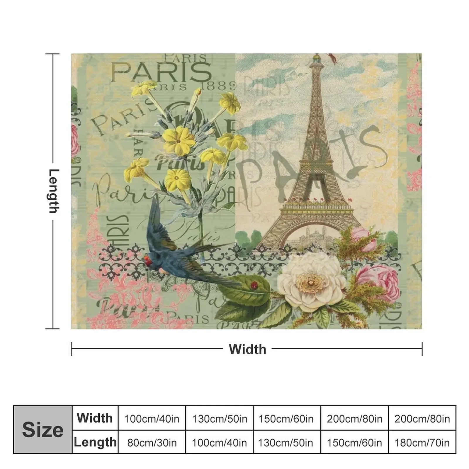 Paris France Travel Graphic Art Collage Throw Blanket Nap warm for winter Luxury Decorative Beds Blankets