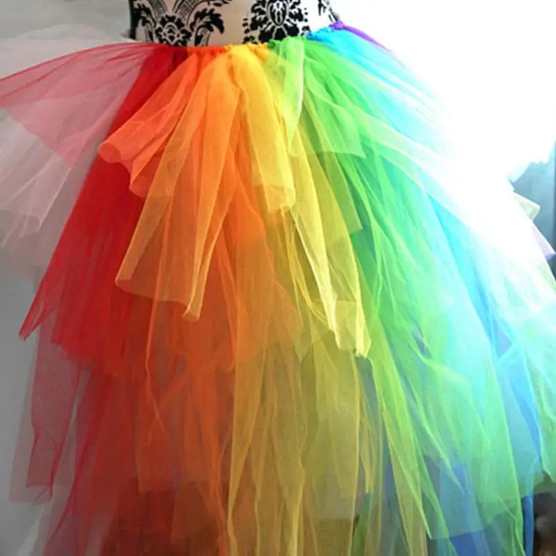 

Women Event Celebration Party Rainbow Color Pettiskirt Adult Front Short Long Puff Skirt