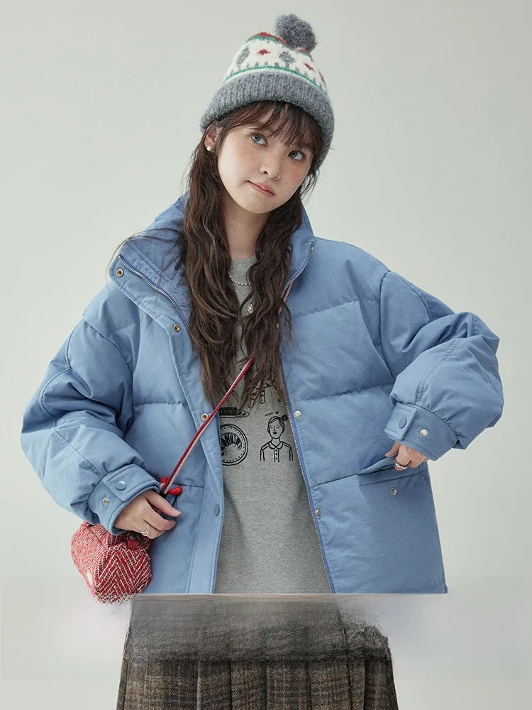 

North Island AMUU оригинальное синее белое пальто с воротником-стойкой Du down Jaet женское зимнее теплое пальто на молнии повседневное Sle Lo...