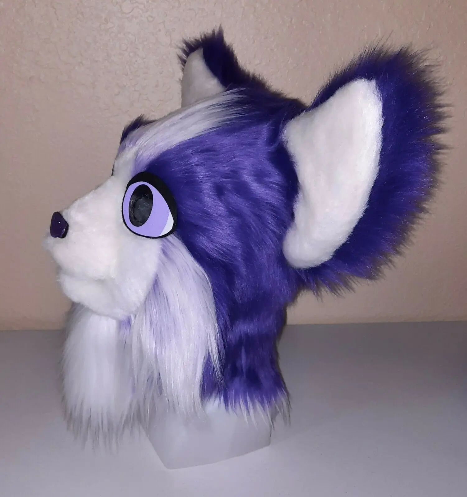 Purple Plush Cat Fursuit Partial Animal Costume Kitty Mascot Head and Tail