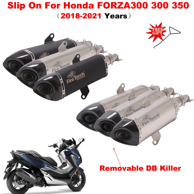 

For HONDA Forza300 Forza 300 Motorcycle Exhaust Muffler Modified Connection Middle Tube Link Pipe 51mm With Removeable DB Killer