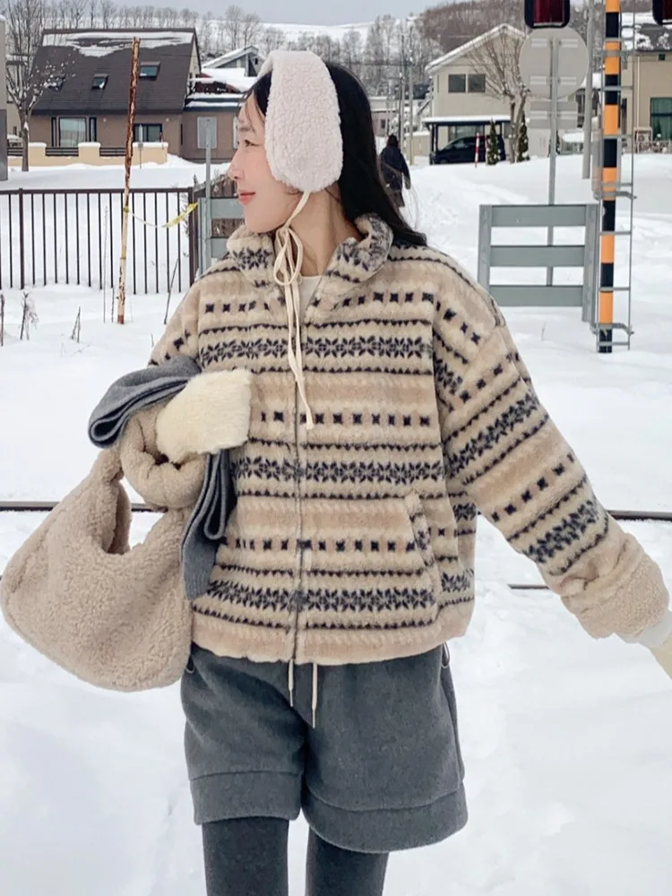 Vêtements d'extérieur chauds et colorés double face pour femmes, vêtements à la mode pour filles, coton d'hiver de style coréen