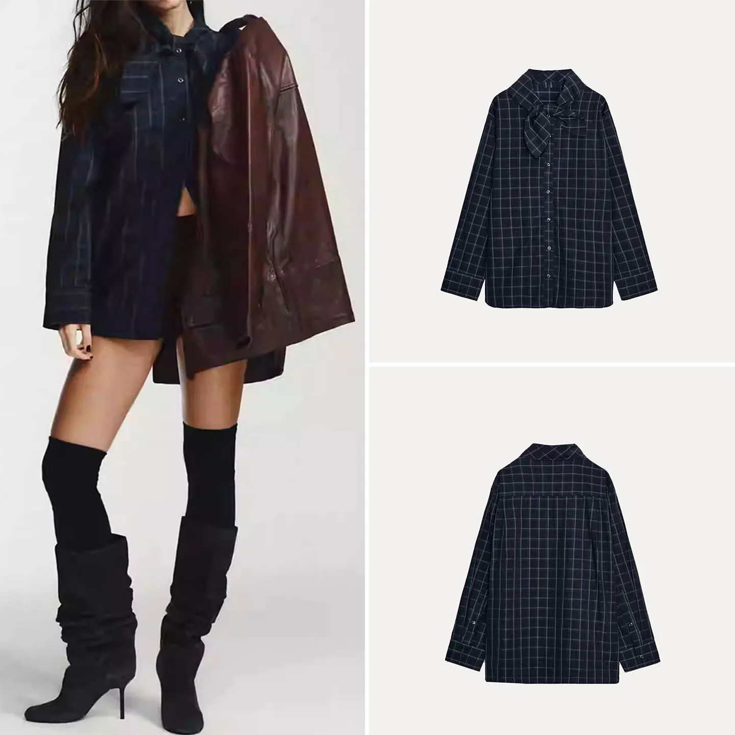 

Z Women's Faion Personali Simple Match с откидным воротником irt 2025 New Sle Long Sve Regular Fit для девочек irt