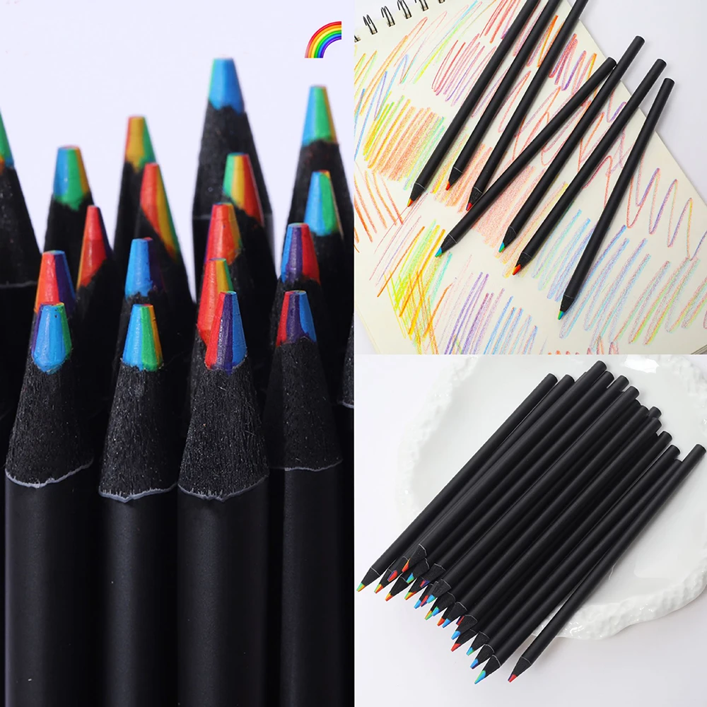 8/12Colors Concentric Gradient Rainbow Pencil Painting Crayones Kawaii Colour Pencil Set For Kids Drawing Crayons School Pencils