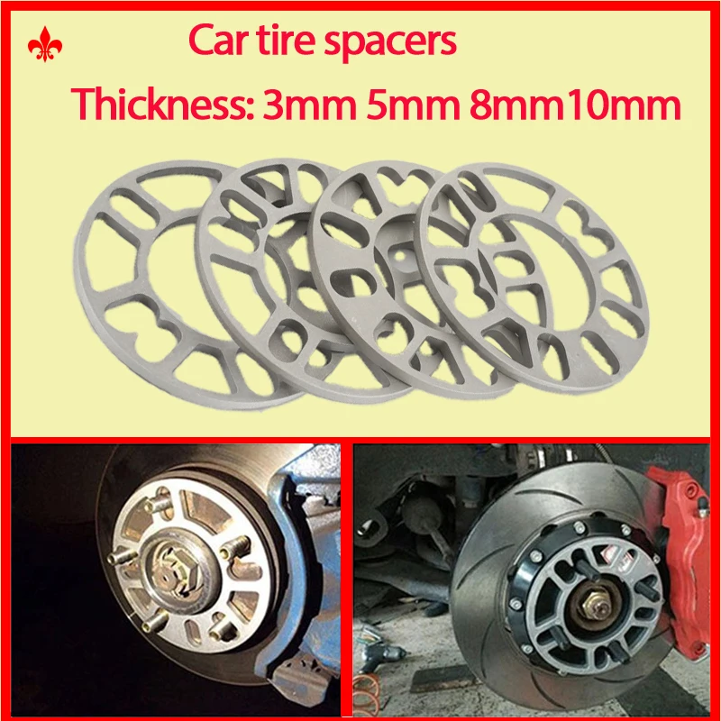 Universal car tire gasket, adapter gasket plate, 1 set = 4 pieces for 4-5 hole 6 hole aluminum alloy flange gasket car wheel hub