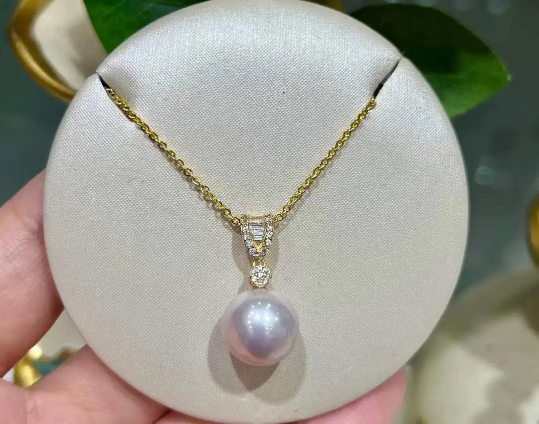 

hr Pearl Pendant Fine Jewellery Sterling Silver Round 11-12mm Natural Freshwater Pearl Pendant Necklace Ladies' Style