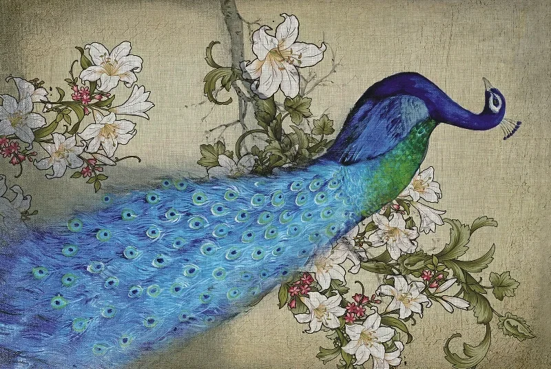

Beautiful Blue Peacock with White Lilies Jigsaw Puzzle For Adults Home Wall Art Decoration Crafts DIY Gift New Arrivals