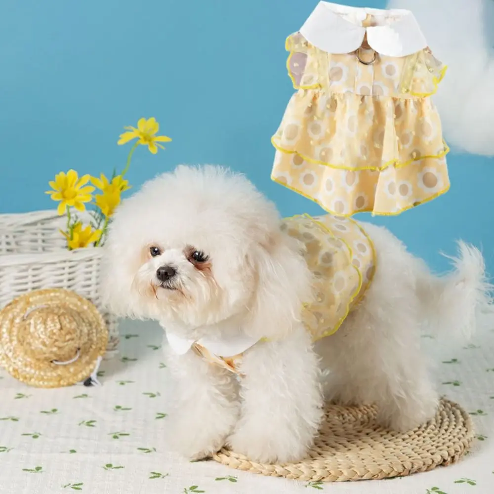 

Fashion Soft Dogs Princess Dress Comfortable Lace Sweet Cat Dress Breathable Dog Sunflower Dress Party Birthday Decor