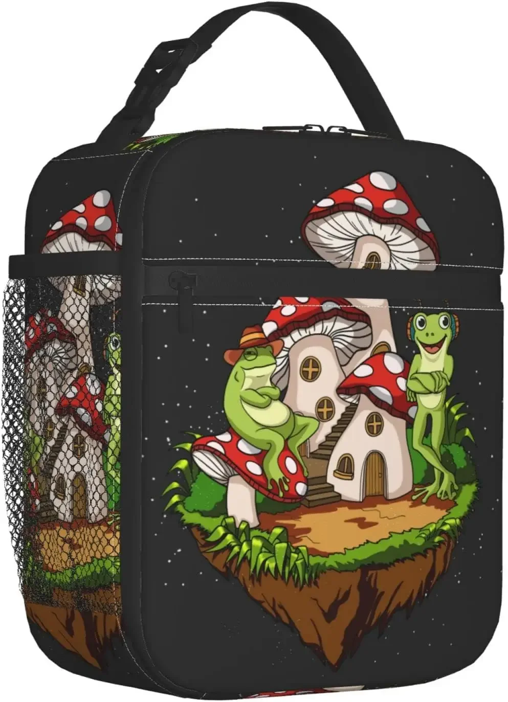 Frog And Red Mushroom Lunch Bag/Lunch Box/Lunch Tote/Picnic Bags Insulated Cooler Travel Organizer