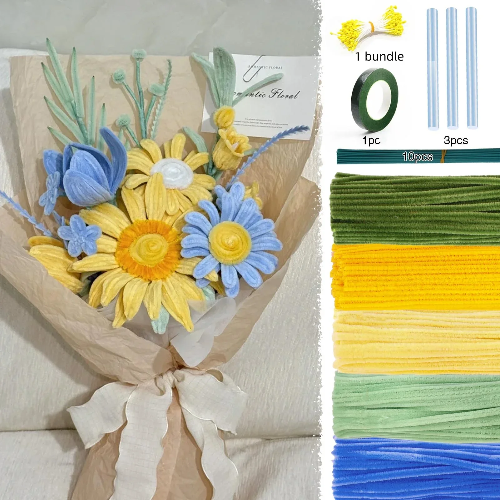 

Набор для чистки труб, набор разноцветных букетов ручной работы своими руками, для украшения дома, искусственные букеты, букеты для чистки труб