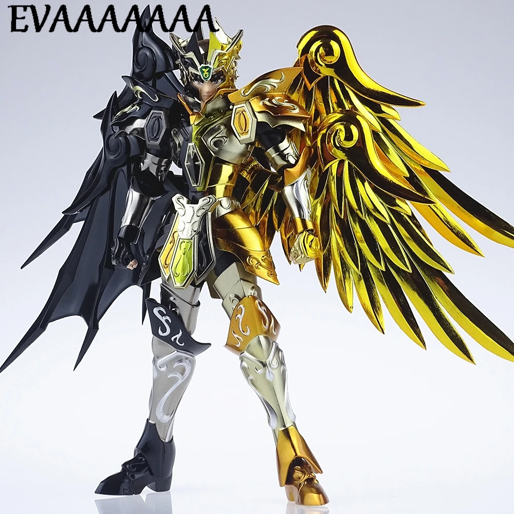 Modelo gt saint seiya mito pano ex gemini saga versão bicolor alma de ouro com totem armadura de metal cog figura greattoys modelos