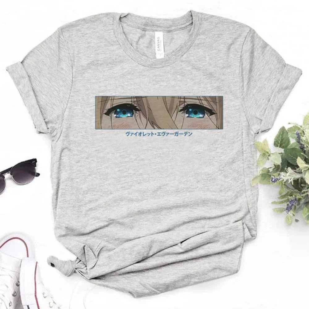 Violet Evergarden t-shirts women Y2K summer designer Tee girl 2000s clothes