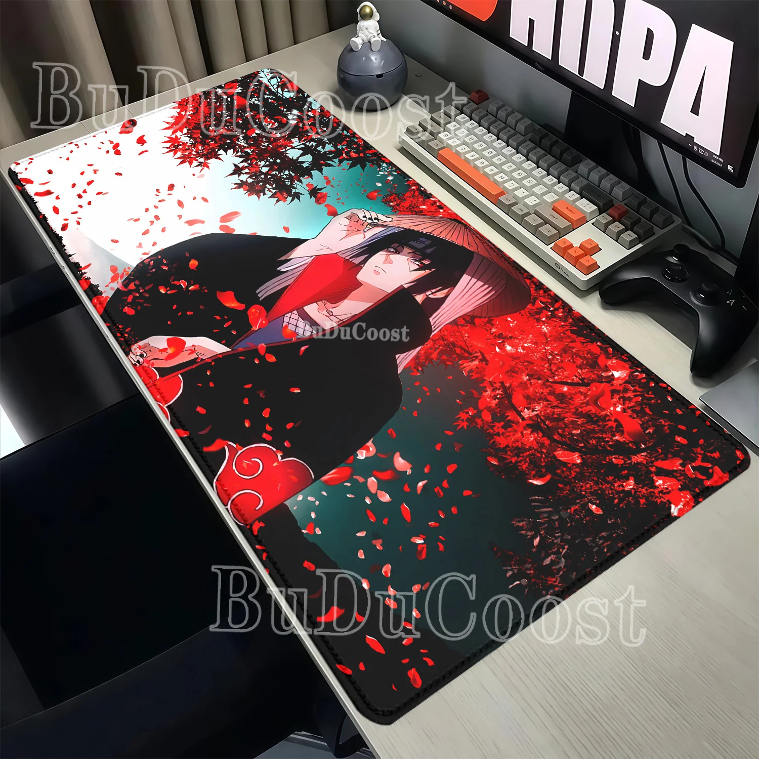 Anime Mouse Pad HD Printing Uchiha Itachi Naruto Computer XXL Office Desk Mat Keyboard Gaming Non-slip Base 400x900mm Mousepad