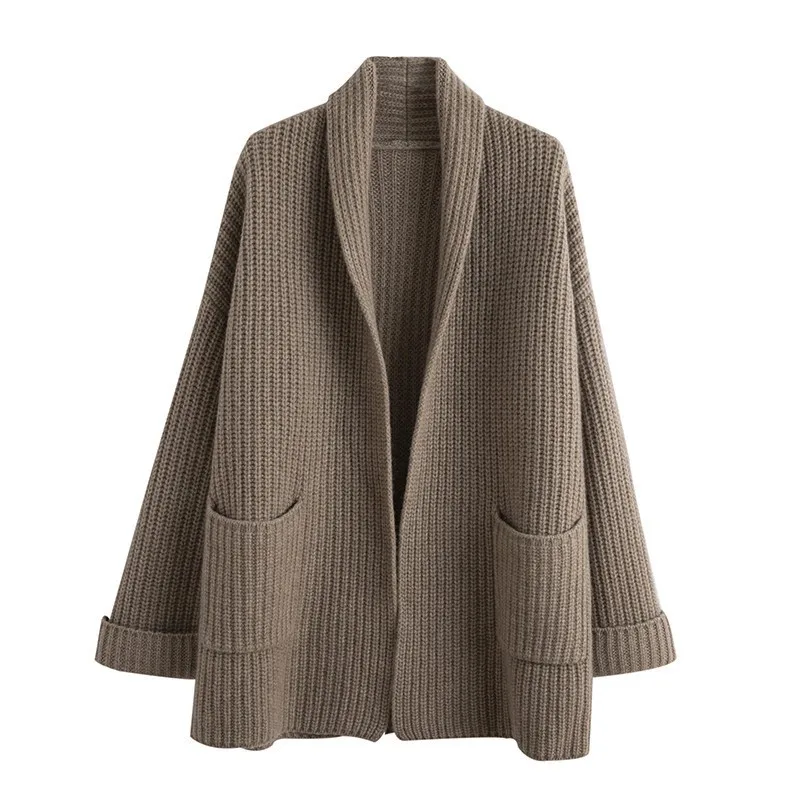 Loose Fit Thick Coat Extra Long Graceful Commuter with Heat Set Finish Cuffed Sleeves No Buttons Open Front Cardigan Women Long
