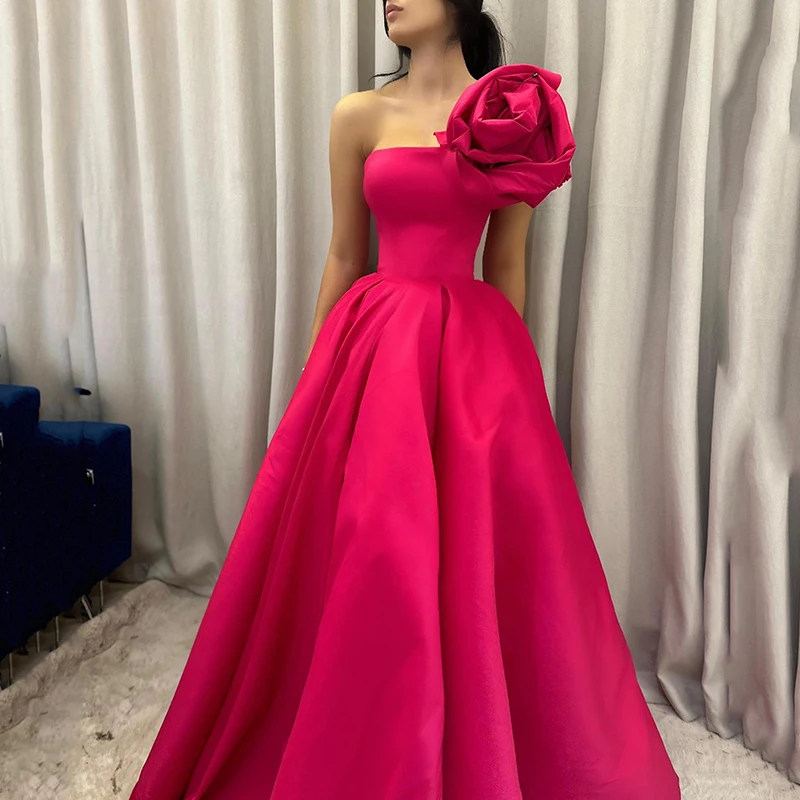 

Thinyfull Sexy A-Line Prom Dresses 3D Flower Floor Length Evening Party Dress Saudi Arabia Night Cocktail Prom Gowns Plus Size