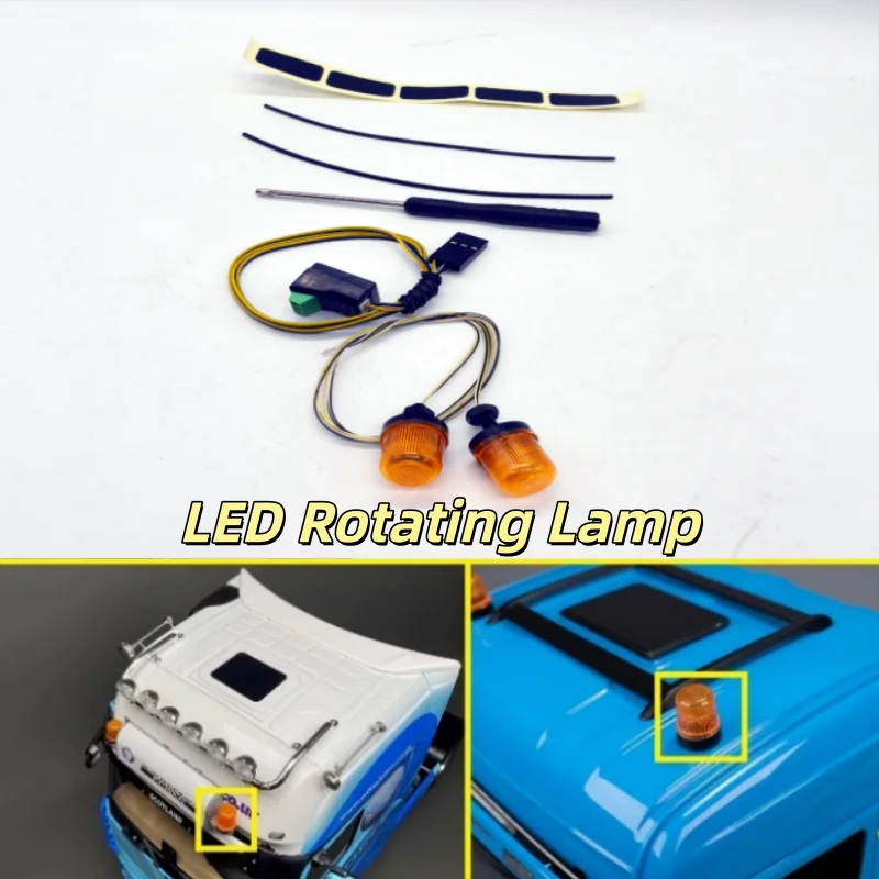 RC 360 Degree Rotating Lamp For 1/14 Tamiya RC For SCANIA 770S BENZ MAN VOLVO Warning Light Dump Truck RC Toy DIY Parts