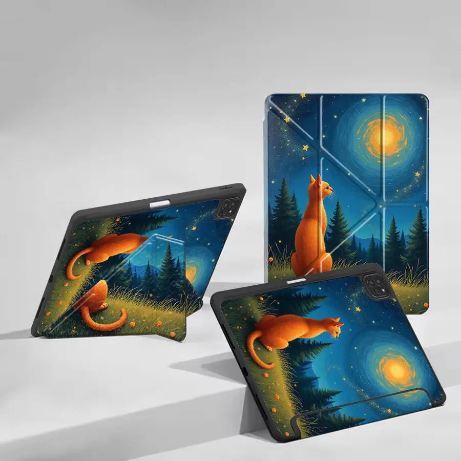 

Night Cat Planet Holder Cover Tablet Case For iPad Mini 6 7 Pro 11th 10th 9th 8th 7th 12.9inch Air 4 5 M3 M2 1 2 M4 11inch Pro