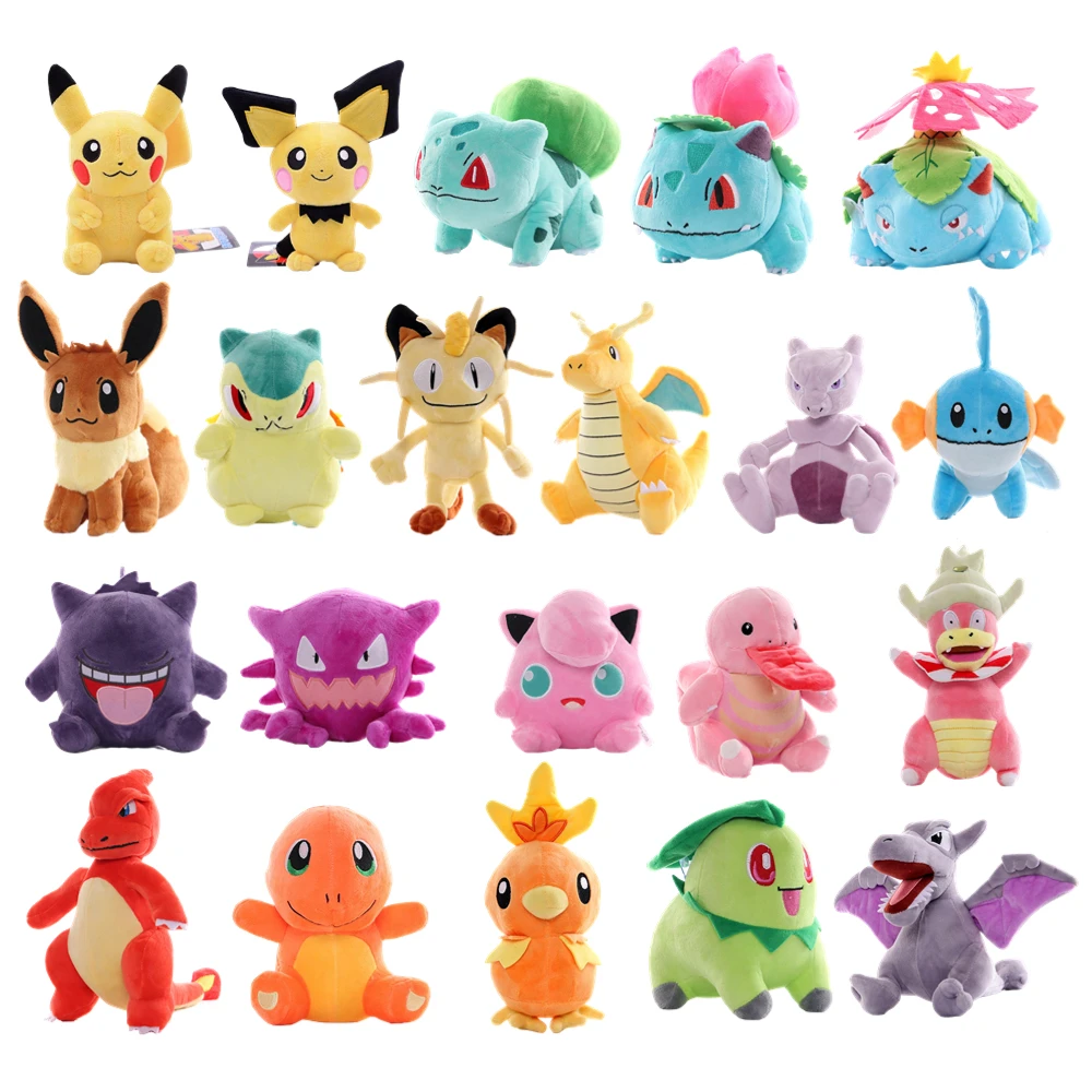 17-26cm Pokemon Plush Toys Pikachu Charmeleon Snorlax Bulbasaur Chikorita Aerodactyl Meowth Anime Cartoon Dolls Children's Gifts