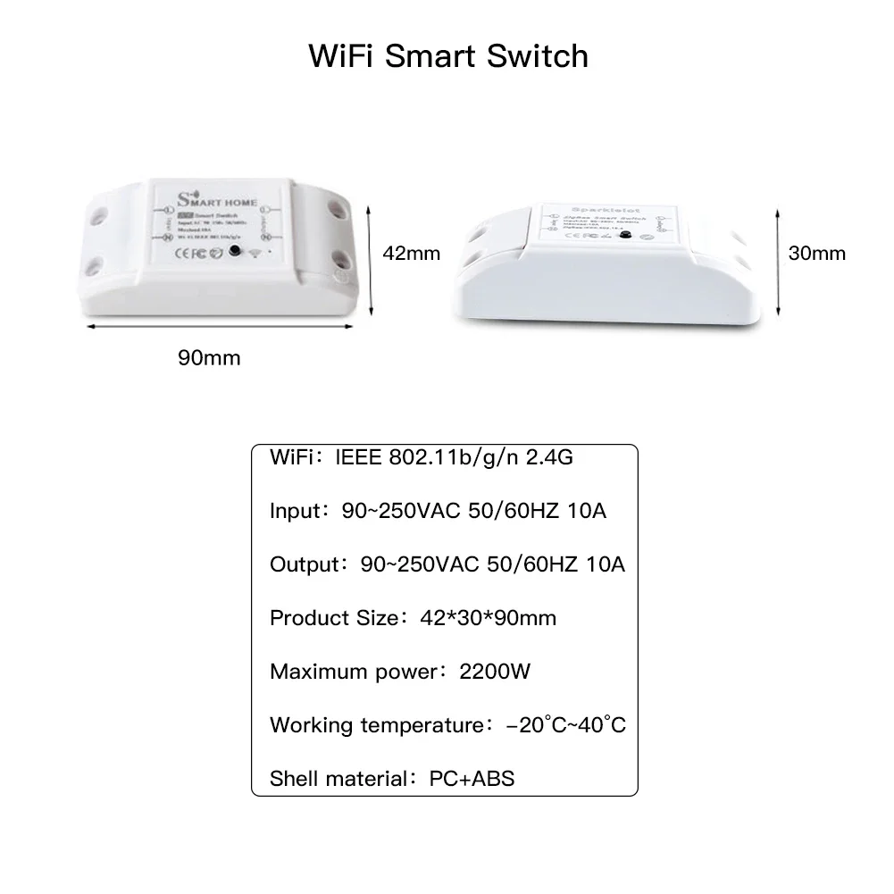 Matter WiFi Smart Switch Universal Breaker Timer Wireless Remote Home Appliance Switch Works with Homekit/Alexa/Google