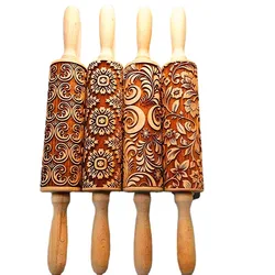 Vintage Embossed Print Rolling Pin Roller Embossed Fondant Cookie Cookie Rolling Pin Christmas Baking Supplies