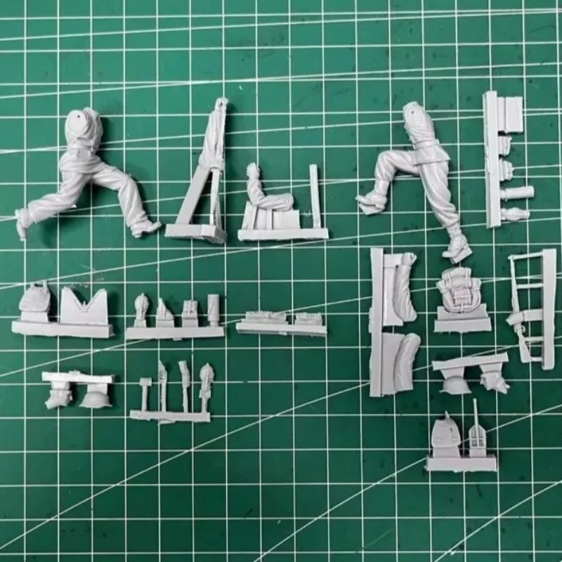 1/35 Scale Resin Figure Assembled Model Kit Machine Gun Soldier 2 Man Hobby Miniature Statue Unassembled and Unpainted DIY Toy