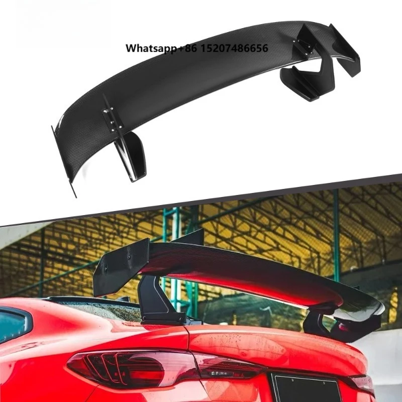 Upgrade Dry Carbon Fiber GT4-Style Swan Neck Wing forTrunk Rear Wing Splitter Lip Car Rear Spoiler