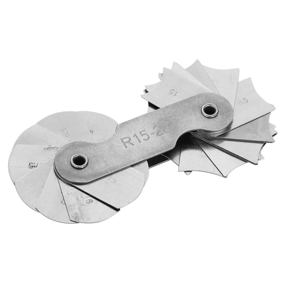 Stainless Steel Radius Fillet Gauge R15-25MM Portable Design Stainless Steel Gauge 32 Plates External Internal Concave Convex
