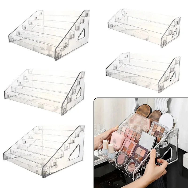 3-7 Tiers Clear Display Stand Nail Polish Cosmetic Showcase Eyeshadow Makeup Holder Lipstick Perfume Shelf Display Storage Rack