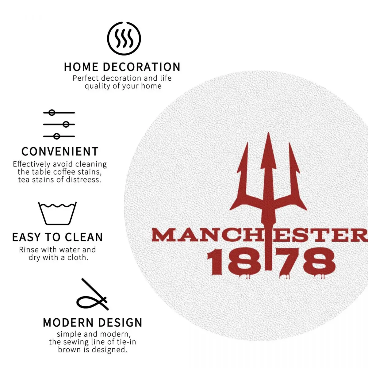 Devils Of Manchester, Manchester Is Red, Glory Glory United Coasters Kitchen Placemats Coffee Mats For Decor Pads Set of 4